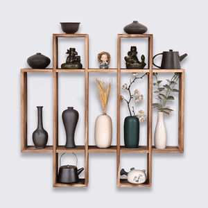 Estante de Madera Maciza con Marco, Estante de Almacenamiento de Múltiples Niveles, Montado en la Pared o de Pie, Organizador para Ahorrar Espacio en la Sala de Estar - Product Image 2