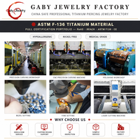 Gaby Wholesale Bijoux de piercing pour oreille en Titane ASTM F136, Hypoallergéniques, Argent et Or, Piercings Labret, Cartilage, Tragus, Hélix, Curated