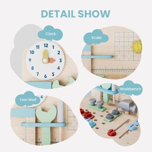 Banc d'outils moderne en bois pour enfants Yuyi Brown avec perceuse électrique, tiroirs de rangement et plateforme, établi de jeu pour <span class=keywords><strong>atelier</strong></span> - Product Image 6