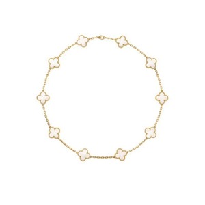 Factory Direct Supply Golden Black Onyx Ten-Flower Necklace Double-Sided Four-Leaf Clover O-shaped Chain Tungsten Women Clavicle - Product Image 2