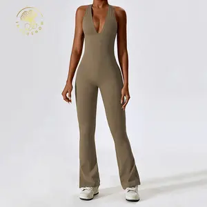 Custom Activewear Jumpsuits Mujer Rompertjes Dames Eendelig Yoga Jumpsuits Holle Workout Sport Fitness Bodysuit Jumpsuits