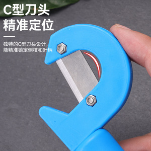 Couteau de taille-haie Yu Jian type C, acier au carbone, lame fixe bleue, pour les brindilles et les tiges de feuilles - Product Image 1