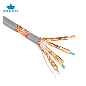 شبكة 4 زوج 23awg عارية النحاس مضفر Sftp إيثرنت Cat7 كابل 305 متر لفة السعر