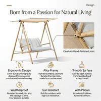 Balançoire de jardin Meiqi moderne de style bambou pour patio, balcon, en acier carbone avec auvent réglable et imperméable