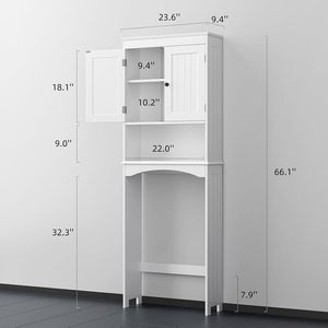 Meuble <span class=keywords><strong>de</strong></span> rangement pour toilettes avec étagère ouverte et étagère réglable, organisateur <span class=keywords><strong>de</strong></span> rangement avec portes doubles, autoportant - Product Image 6