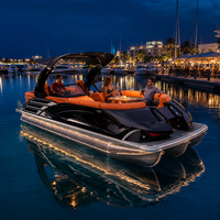 Bateau ponton en aluminium de 22 pieds de qualité export, 12 places, 3 tubes, homologué CE, couleur personnalisée, pêche, moteur 200 CV en option, expédition internationale