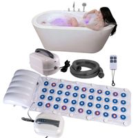 Alfombrilla de Baño de Burbujas de PVC, Colorida, Silenciosa, con Luces de Hidroterapia, Control Remoto, 6 Velocidades Ajustables, Burbujas Duraderas