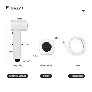 PINEBAY хорошее качество, настенный набор для ванной комнаты, ручной распылитель для биде, набор с регулируемым давлением воды, унитаз Shattaf с шлангом - Product Image 6