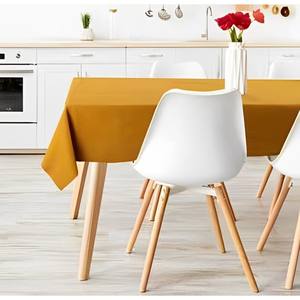 Tovaglia CHOU per 6 persone 140x185cm tinta unita colore ocra 100% cotone - Product Image 1