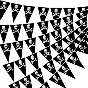 Drapeau de pirate Joli Roger, guirlande de drapeaux pour décoration de fête, bar, club sportif, festival scolaire, célébration - 16,5 pieds - Product Image 1