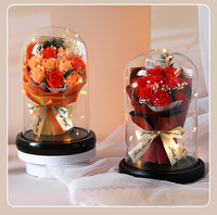 Rose éternelle réaliste et délicate de haute qualité, faite à la main, en forme de fleur, sous cloche en verre, cadeau pour la Fête des Mères, avec réduction en gros