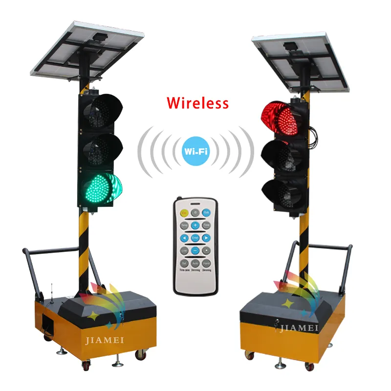 Crossroad 200mm WIFI Wireless Control Portable Temporary Mobile Solar Traffic Warning Signal Light
