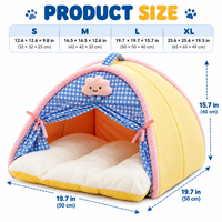 Lit-tente confortable pour chat en polaire douce, maisonnette d'intérieur pour animaux avec coussin, rideaux et poignée portable