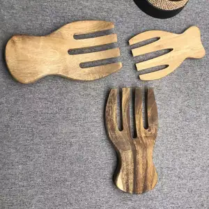 Wood Acacia Salad Hands Wooden Salad Tongs Wood Salad Servers for Serving Mixes Tossing Pasta Fruit