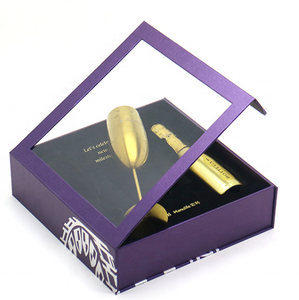 Boîte cadeau magnétique de luxe de haute qualité avec fenêtre <span class=keywords><strong>pour</strong></span> un seul bocal de vin, logo personnalisé - Product Image 1