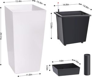 Promoción a bajo <span class=keywords><strong>precio</strong></span> Macetas de flores blancas Contenedor de plantas gigante de autorriego inteligente - Product Image 2