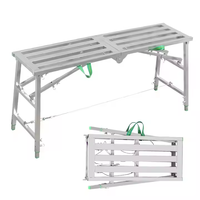 Plateforme de travail escamotable et pliable en acier galvanisé, hauteur réglable, capacité de charge 400 kg, verrouillage manuel de sécurité