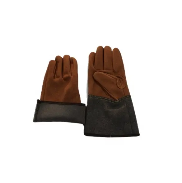 14-Inch Anti-Slip Anti-Cut Fireproof Leather Welding Safety Gloves with Touchscreen Functionality for Men and Women