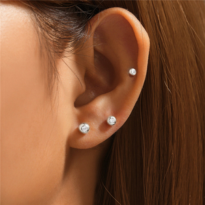 CANNER 3Pcs 18K <b>Gold</b> <b>Earring</b> <b>Set</b> S925 Sterling SIlver 5A Cubic Zircon Stud <b>Earring</b> Jewelry for Women Xmas Gifts - Product Image 4