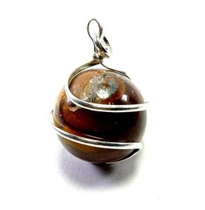 High quality iron tiger eye <b>sphere</b> Wire Wrapped Pendant Classic Style Quartz <b>Crystal</b> ball Gemstone Necklace Healing wholesaler - Product Image 1