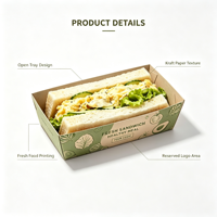 Boîte en papier kraft de qualité alimentaire, barquette jetable en papier, boîte d'emballage à emporter pour sandwich, petit-déjeuner