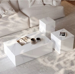 โต๊ะกาแฟหินอ่อนสี่เหลี่ยมแบนขนาดใหญ่สไตล์มินิมอลลิสต์สไตล์อิตาลีกันน้ำมีไฟหรูหรา - Product Image 2