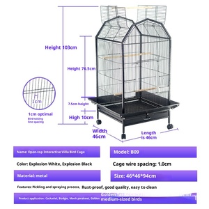 Papağan Parakeets atiatielk Lovebirds güvercin için 37 inç kuş kafesi Metal çerçeve üst çatı pencere haddeleme Caster kolay hareketlilik için - Product Image 2