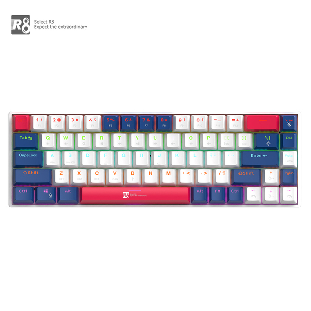 R8 Full Keys Hotswappable Russian Layout Mechanical Keyboard Gaming Customized OEM Keyboard 63keys for PC Laptop