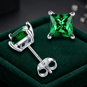 Square Princess Cut Emerald Cut 925 Sterling <b>Silver</b> <b>Stud</b> Earrings For Women Wedding Engagement Party Gift - Product Image 4