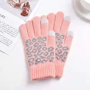 Home Wear Party Gift Adult Unisex Thick Touch Screen Hands Protection Winter Christmas Snowflake Pattern Knitted Gloves