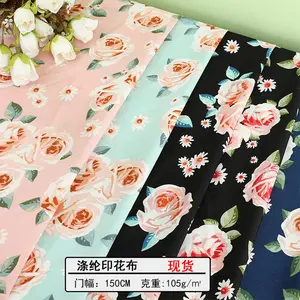 Large floral design polyester spandex four ways stretch fabric woven plain print in stock for dress