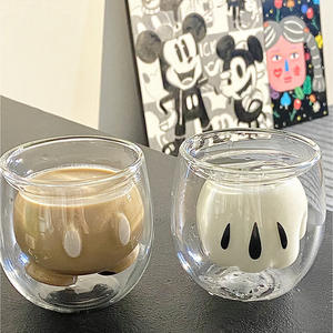 Vaso de Vidrio de Doble Pared Resistente al Calor de 200 ml con Diseño de <span class=keywords><strong>Mickey</strong></span> <span class=keywords><strong>Mouse</strong></span>, Regalo para Niños, Vaso Doble para Postre, Yogur, Gelatina, Jugo, Café - Product Image 5