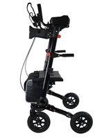 Déambulateur vertical avec pneus en caoutchouc massif anti-crevaison, déambulateur d'extérieur pour personnes âgées, rollator surélevé avec siège