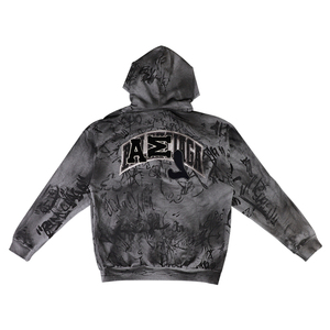 Sudadera con capucha de retazos desgastados Streetlux 500GSM, jersey de gran tamaño Vintage con lavado ácido y dobladillo crudo para hombre - Product Image 2