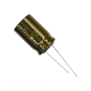 Distribuidor Autorizado, Condensador de Aluminio con Orificio Pasante, 2200UF, 20%, 35V, RADIAL, 2200 uF, UFW1V222MHD1TN - Product Image 1
