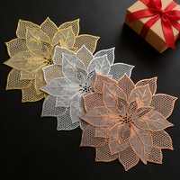 Napperons de table jetables en PVC, antidérapants, imperméables, à motif floral, dorés, de luxe, lot de 6, personnalisables pour la maison, l'hôtel et les mariages