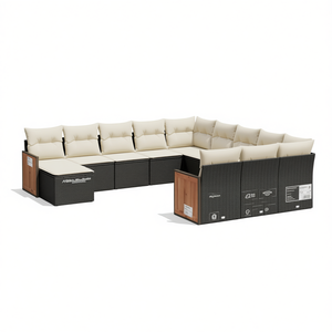 Ensemble de canapés de jardin Majestic en rotin noir, meubles d'extérieur avec coussins en mousse haute densité, design contemporain imperméable - Product Image 1