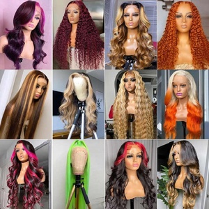 วิกผมแท้ 100% แบบสำเร็จรูป ผ่านการฟอกสีแล้ว ขนาด 13x4  แบบไม่ต้องใช้กาว  ลอนน้ำสี 350 พร้อมผมเบบี้แฮร์ สำหรับผู้หญิงผิวสี - Product Image 6