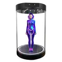 Vitrina cilíndrica holográfica para exhibición de humanos digitales, cabina de captura fotográfica de cuerpo completo, terminal humano digital virtual todo en uno
