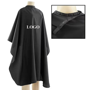 Cape de salon imperméable noire de haute qualité, personnalisable avec des attaches, capes de barbier, cape de coiffure en silicone de luxe - Product Image 1