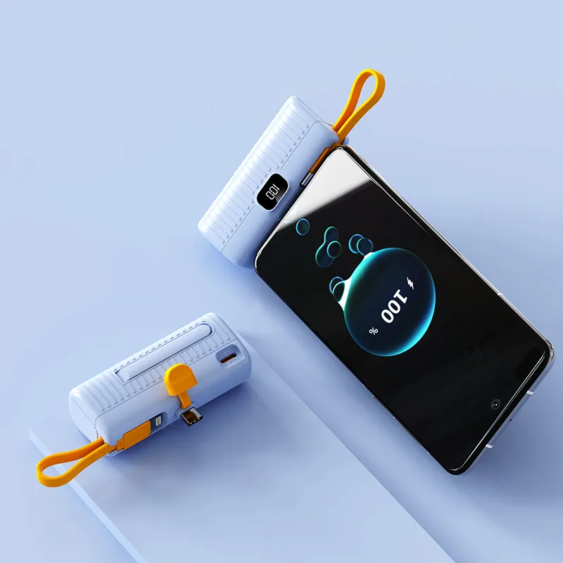 Mini kapsul perjalanan luar ruangan power bank pengisian cepat usb darurat pengisian led senter power bank dengan lampu led