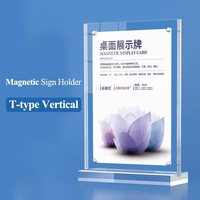 Support de brochure de bureau en acrylique transparent personnalisé en forme de T, double face, magnétique, A3 A4