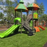 Toboggan en spirale en plastique pour aire de jeux extérieure sur le thème de la forêt, avec filet d'escalade, certifié ASTM F1487, fabriqué par un membre de l'association IPEMA