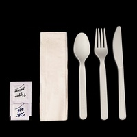 Ensemble de couverts multicolores réutilisables Cuillères en plastique PLA Fourchettes et couteaux Ensemble de couverts avec serviette