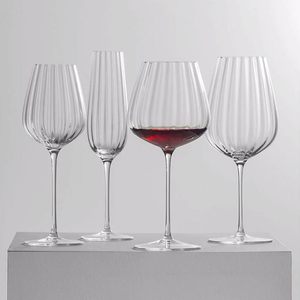 Gobelet à vin <span class=keywords><strong>rouge</strong></span> <span class=keywords><strong>et</strong></span> blanc en <span class=keywords><strong>verre</strong></span> cristal fait main, design nordique rayé exquis, style européen, idéal pour les cadeaux - Product Image 2