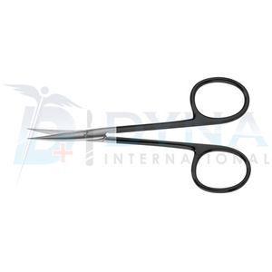 กรรไกรไอริสแบบตรงมีฟันเลื่อยขนาด4.5นิ้วด้ามจับสแตนเลสสตีลสีดำเครื่องมือผ่าตัด - Product Image 2