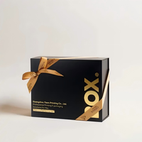 Boîte cadeau rigide à fermeture magnétique de luxe, dorure à chaud, emballage noir pour cadeaux de Noël, de la Saint-Valentin, de Pâques et du Nouvel An