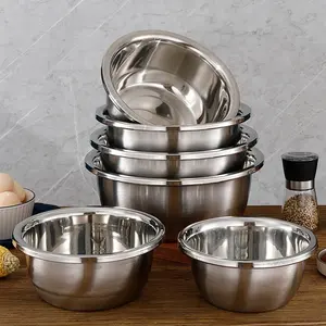 High Quality Big Capacity Food Grade Material Stainless Steel 304 Nesting Bowl Metal Salad Bowl Durable Mixing Bowl