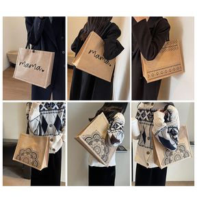 กระเป๋าโท้ทผ้าแคนวาสสำหรับผู้หญิงกระเป๋าโท้ทผ้าคอตตอนเป็นมิตรต่อสิ่งแวดล้อมพิมพ์โลโก้แบบพับได้ - Product Image 2