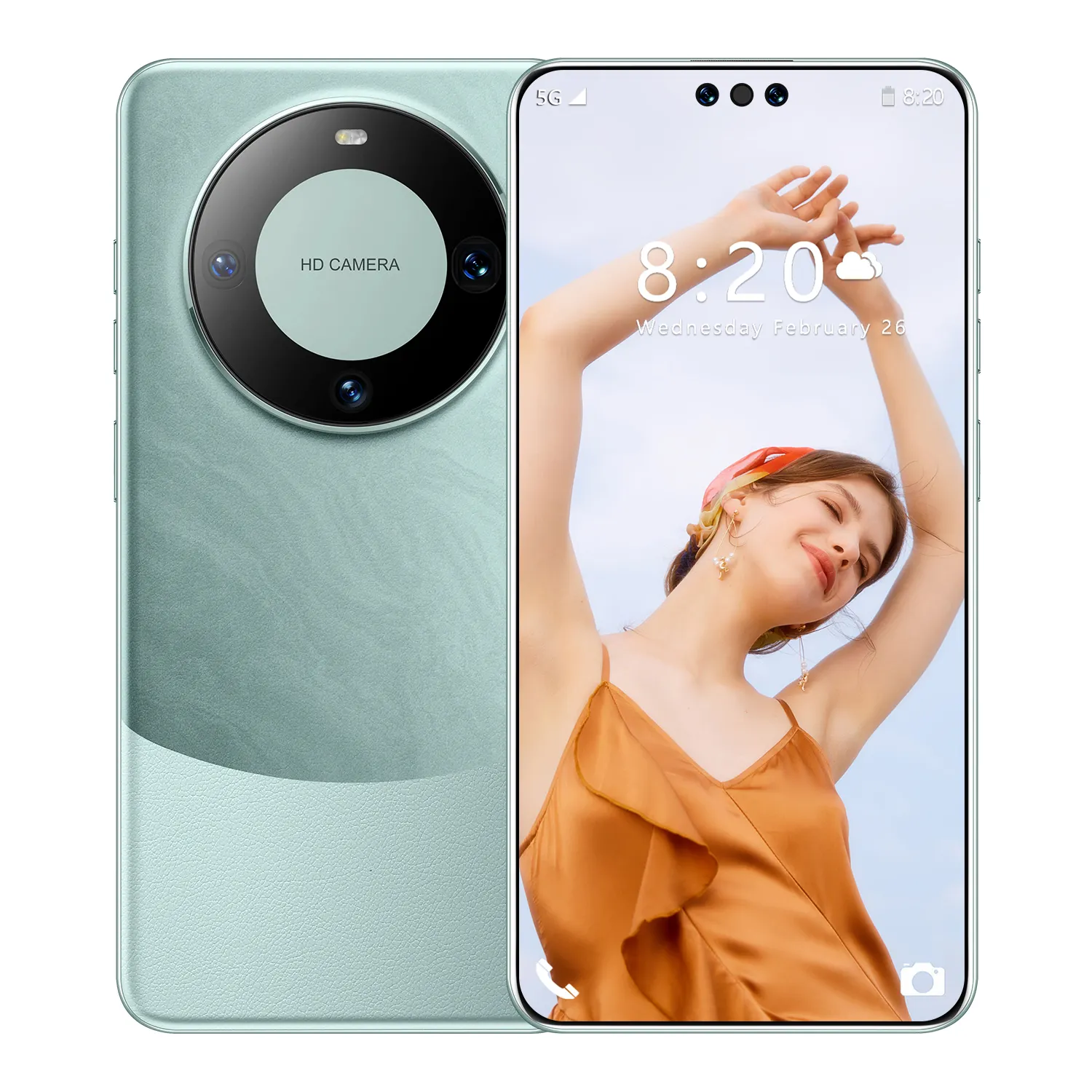 Celular Android13 barato com câmera alta de 7,3 polegadas 72MP + 108MP, câmera de beleza, auto foucus Android13 para celular, ODM e OEM Mate60 Pro 5G